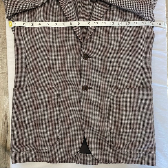 United Arrows men's tan & red "shadow" check flannel blazer, JP 44 (US 34S) - Picture 7 of 12